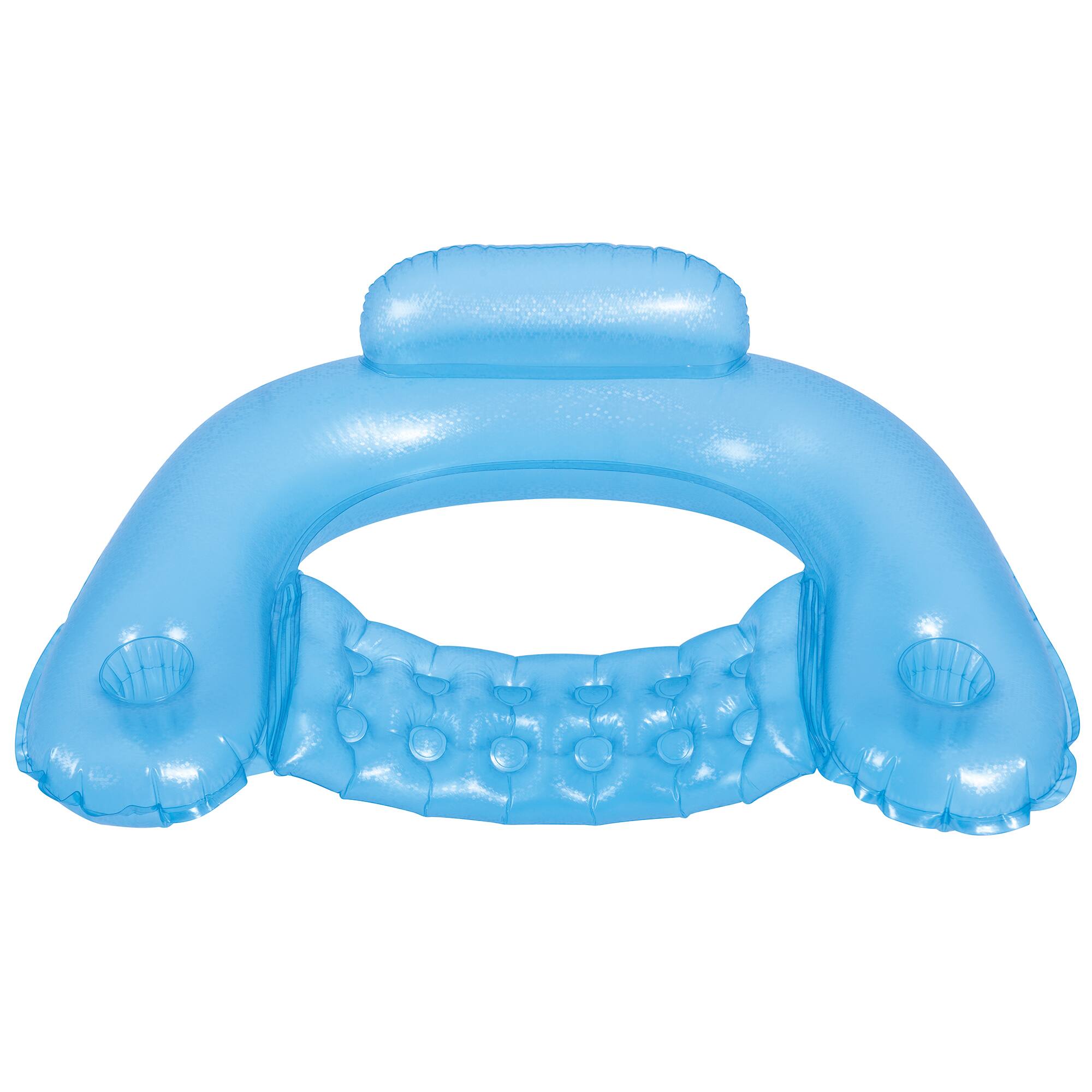 50" Blue Mosaic Water Lounger with Cup Holders & Backrest